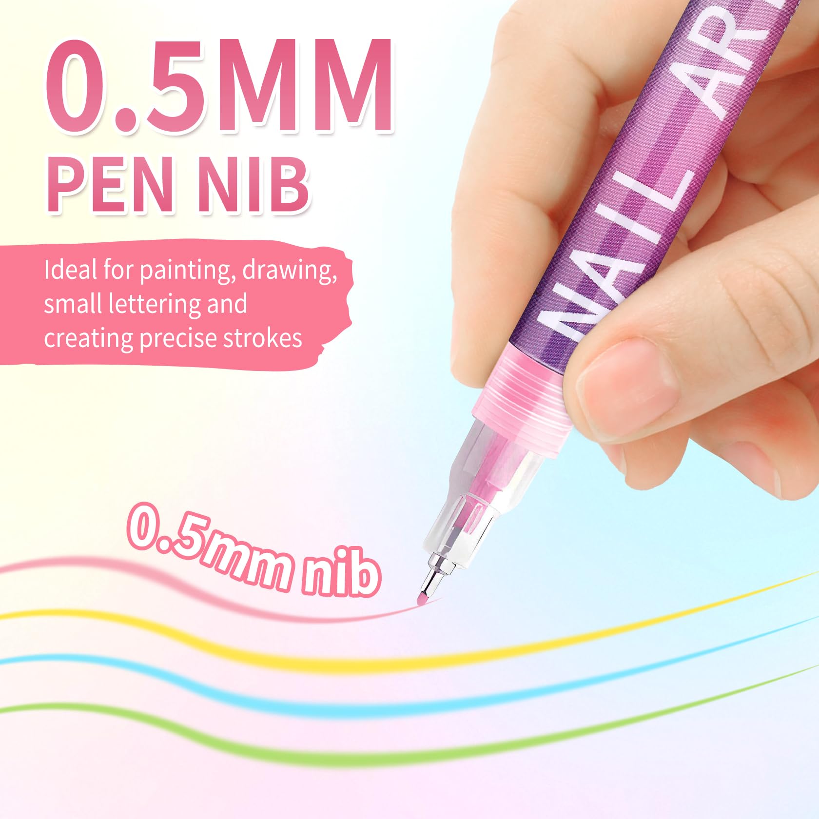 LZXLUKGIR: dessins géométriques sur ongles avec feutres pigmentés.
