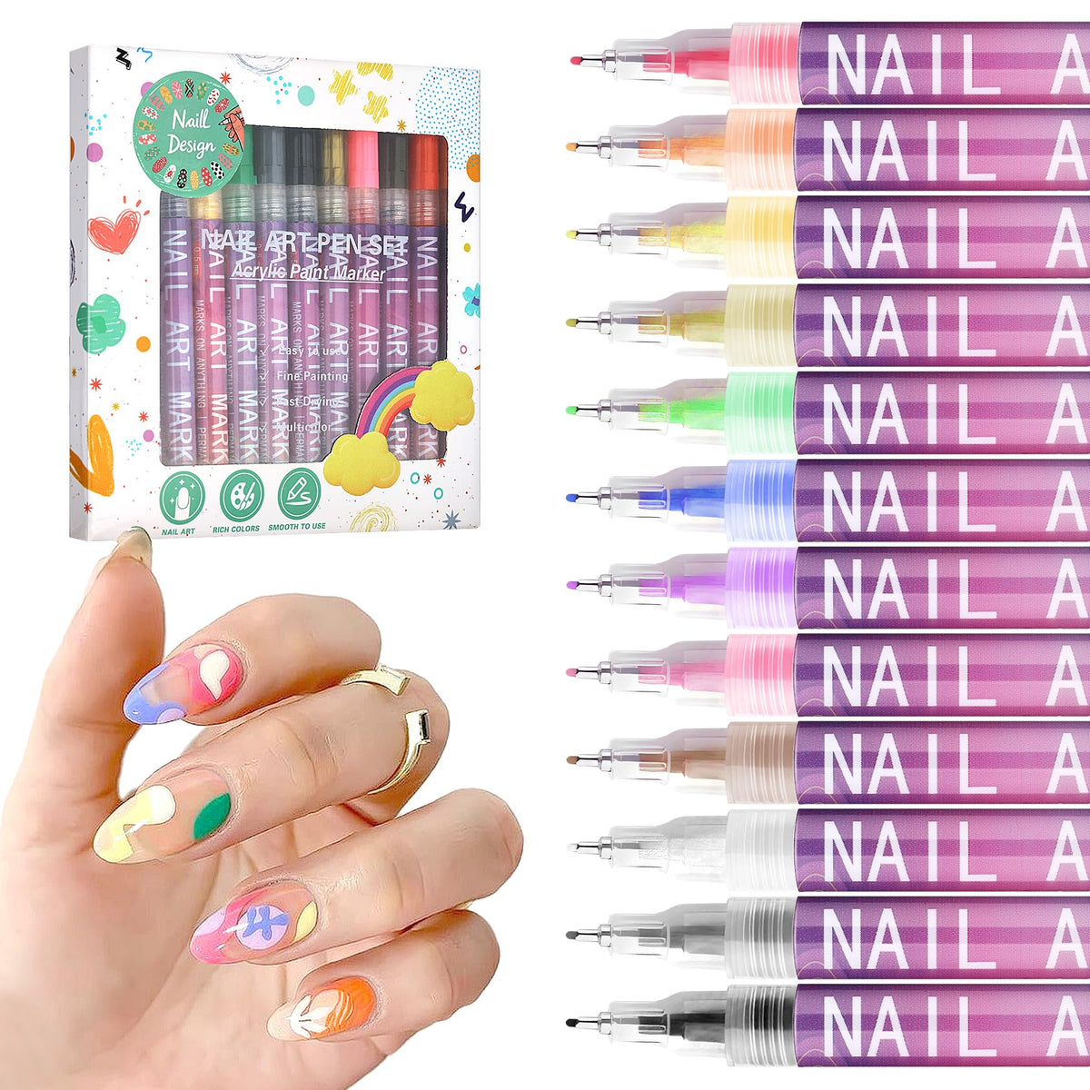 LZXLUKGIR: ensemble feutres pour art des ongles, douze couleurs.