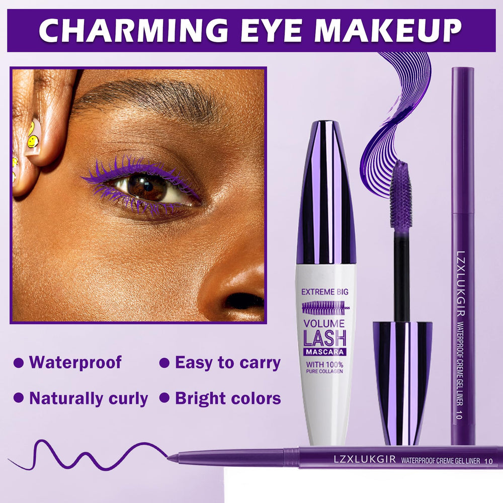 Crayon-yeux violet et mascara LZXLUKGIR pour tenue longue durée.