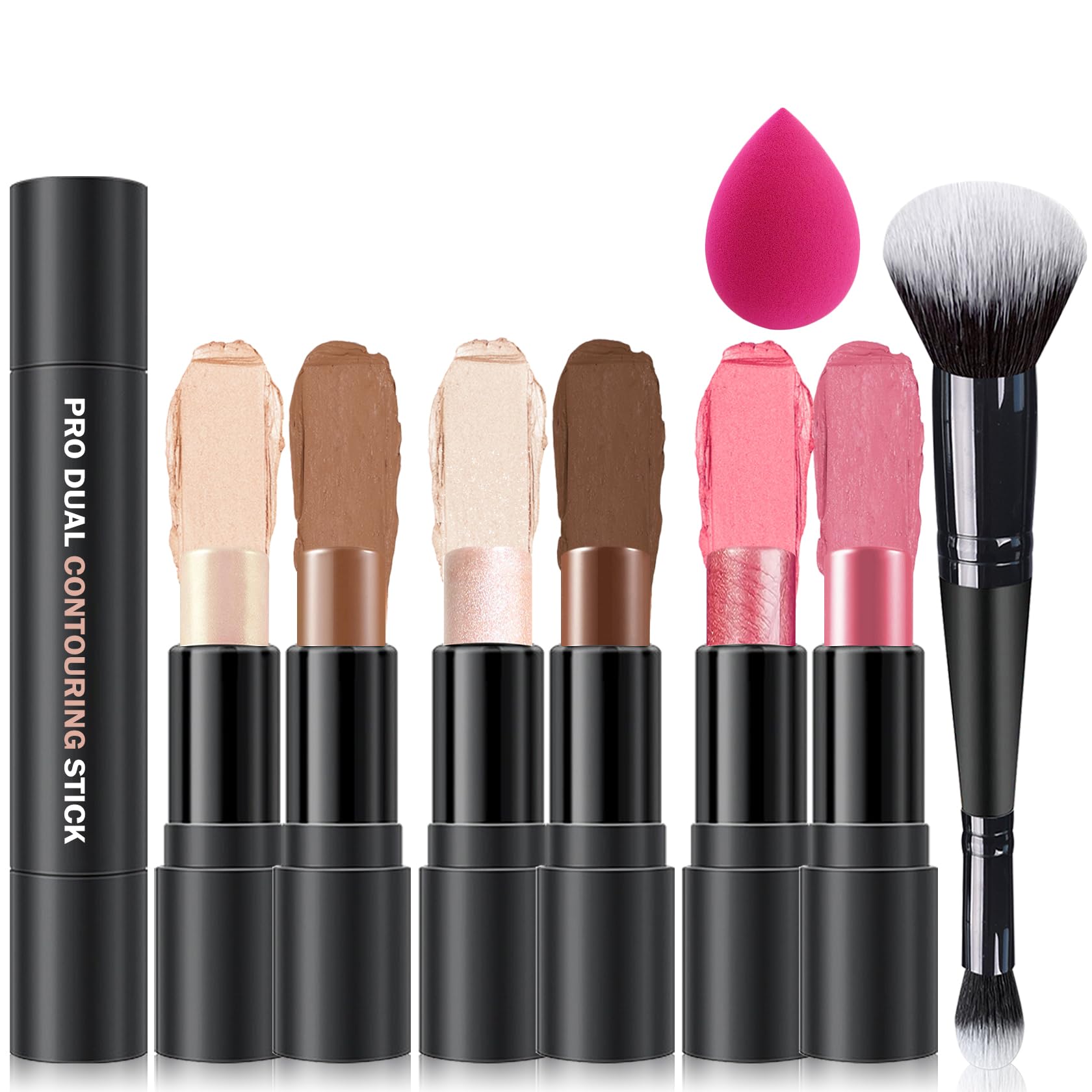 LZXLUKGIR kit contour crème 6 couleurs, embout double, pour un teint sculpté et naturel.