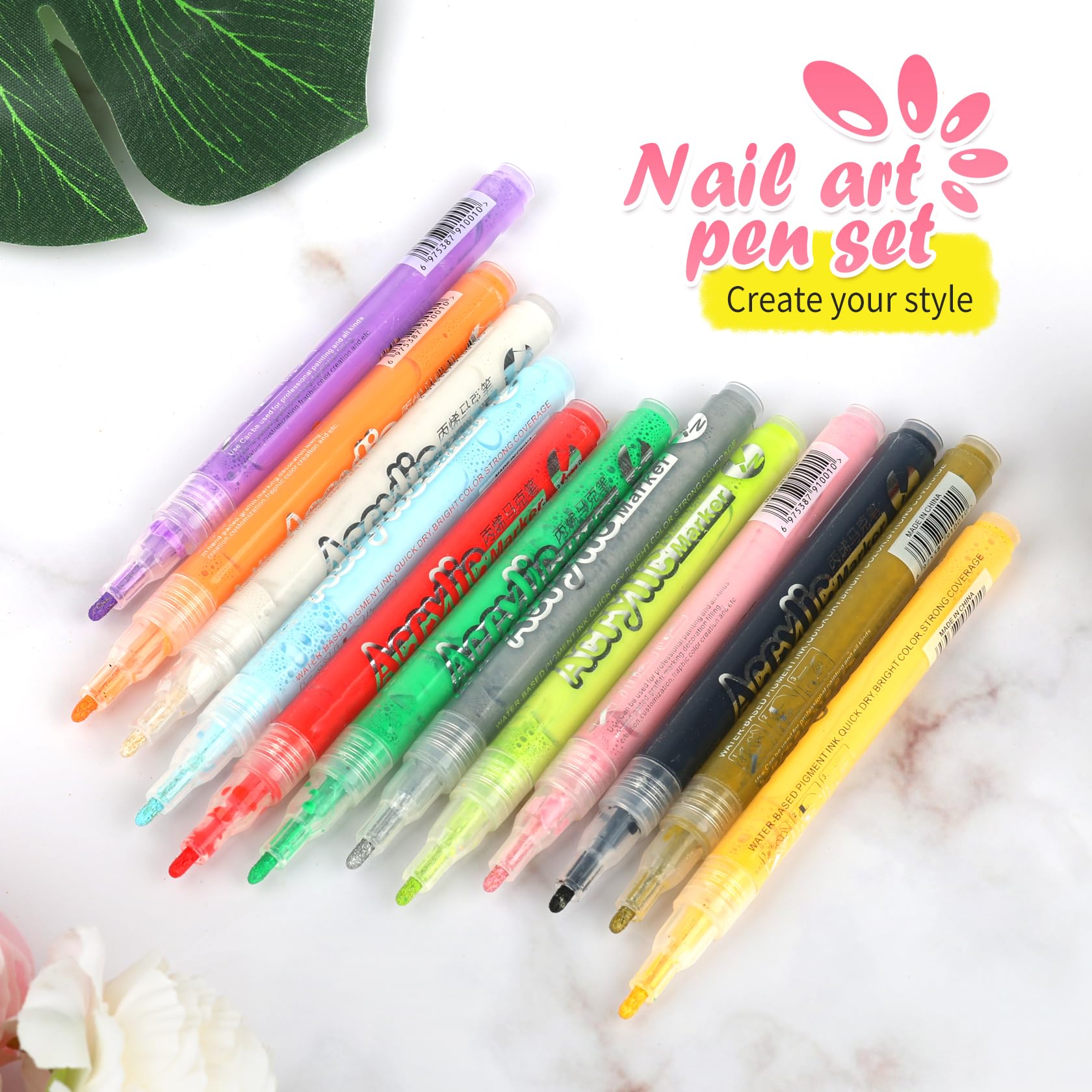 LZXLUKGIR Stylo art ongles noir, outlines nets et détails contrastés