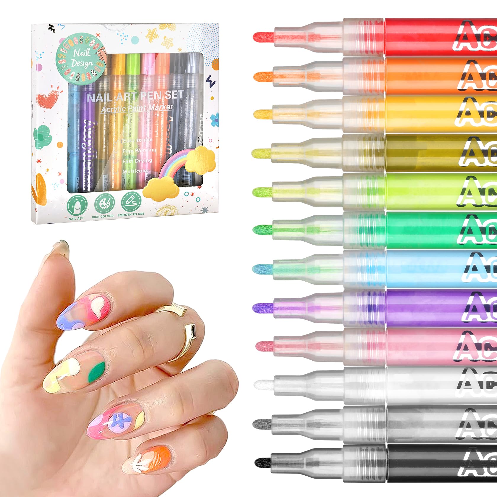 LZXLUKGIR Stylo art ongles rouge pour motifs nets et précis