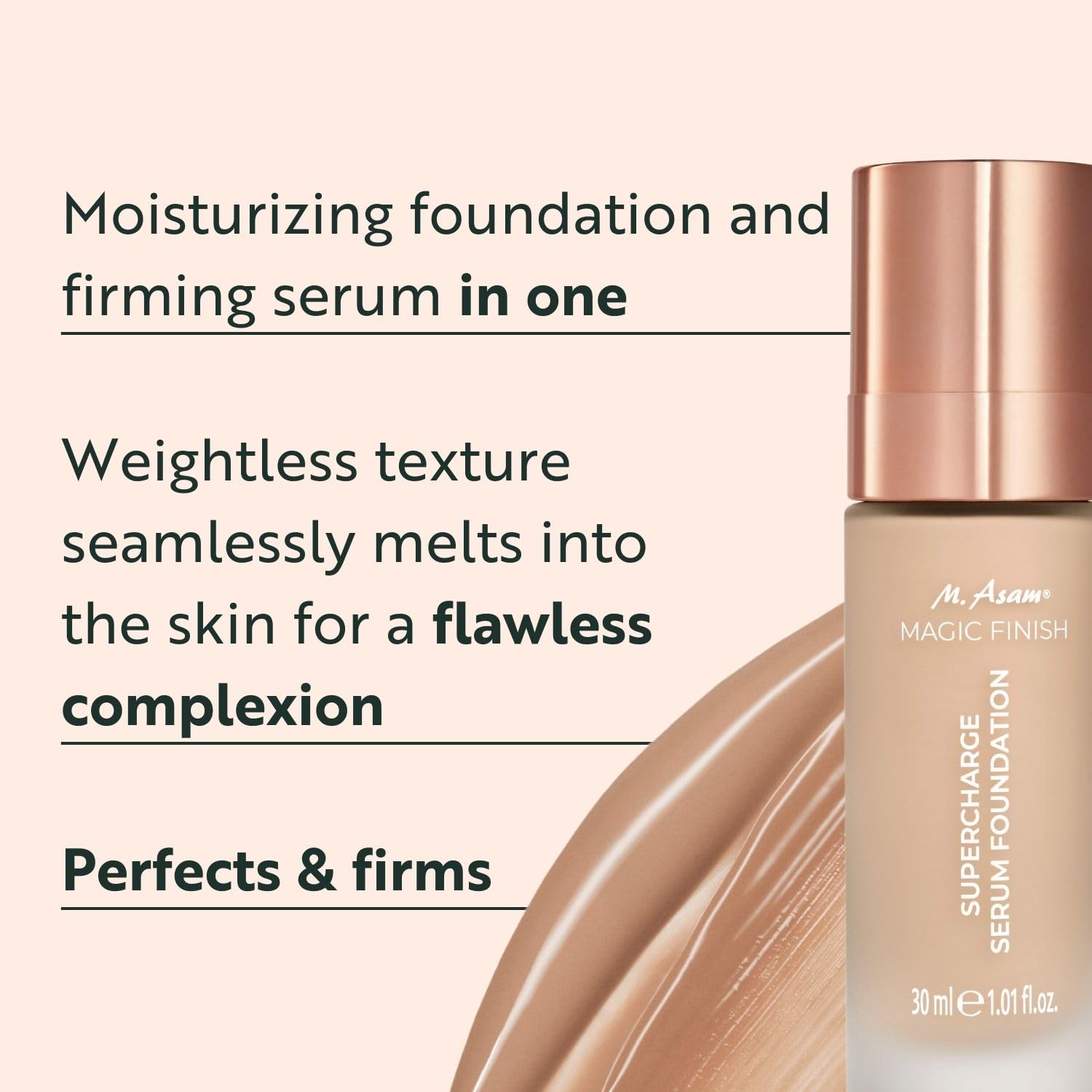 M. Asam Magic Finish flacon sérum-teint nude offrant une base lumineuse.