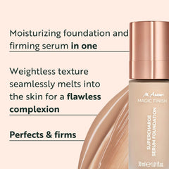 Texture lumineuse visible sur peau pour un fini frais et naturel avec M. Asam MAGIC FINISH.
