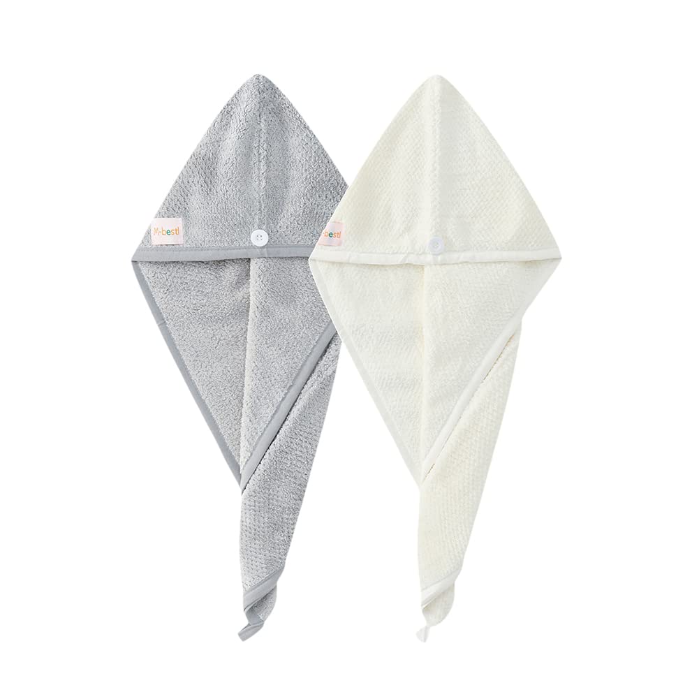 M-bestl serviette cheveux absorbante gris pour seche rapide