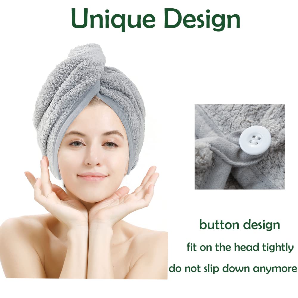 M-bestl serviette cheveux avec bouton securise evite glisse