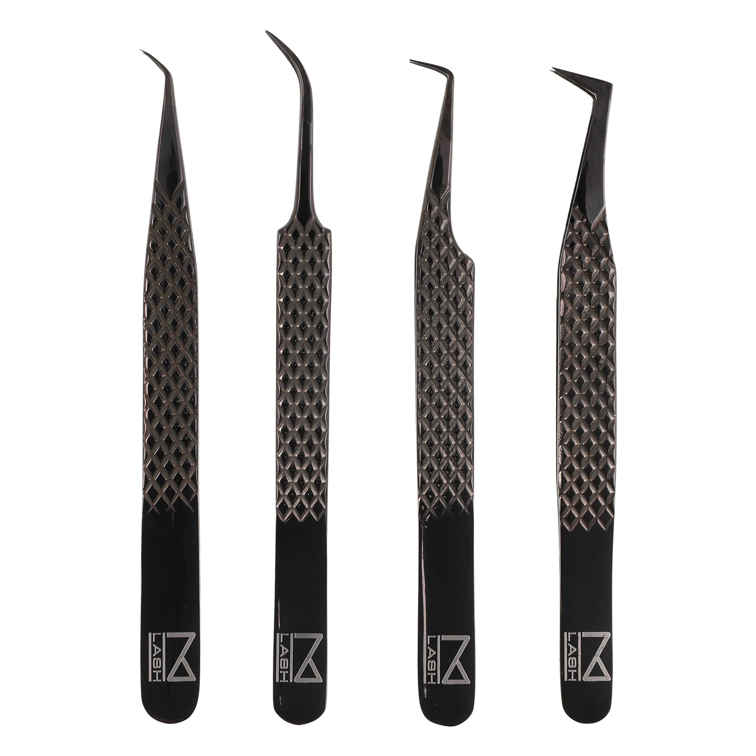 Pince M-LASH à embout fibre noir pour une précision des extensions.
