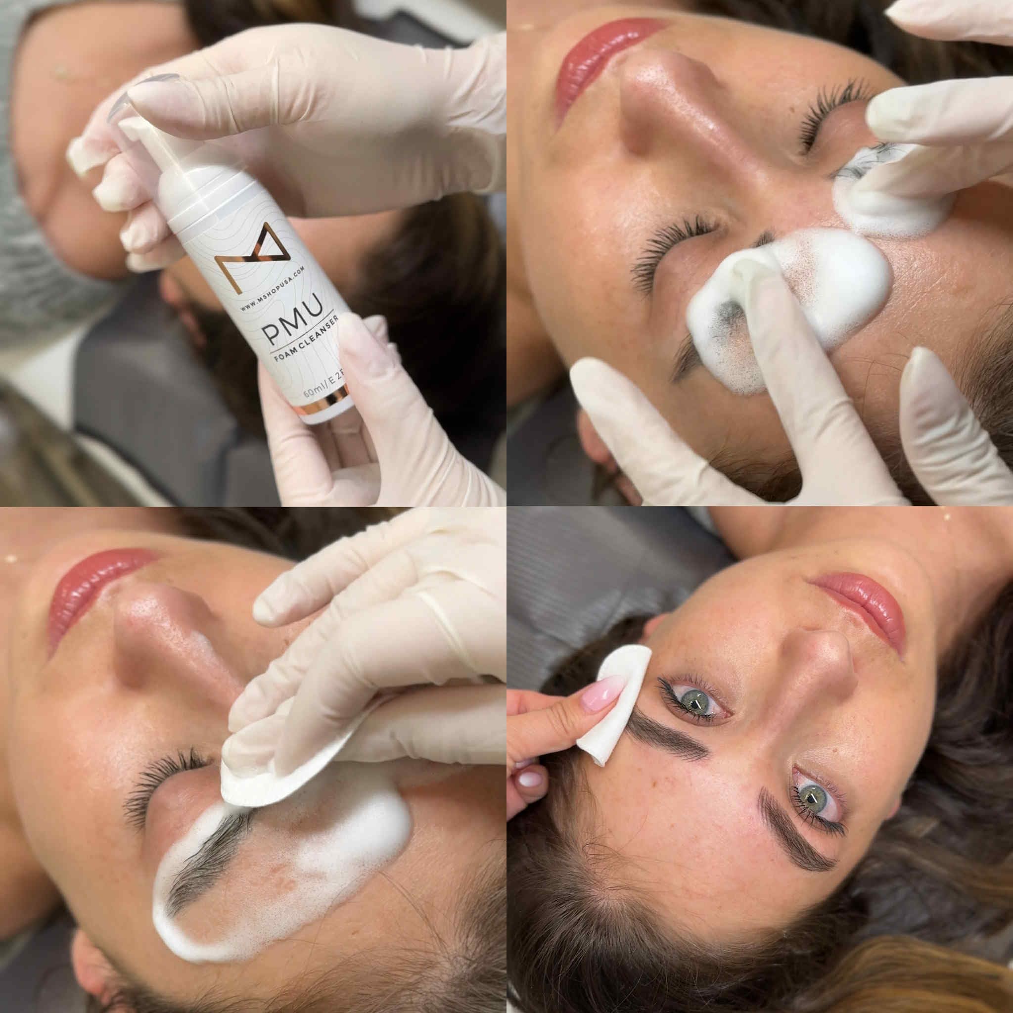 Mousse nettoyante PMU nano-sourcils – entretien quotidien doux.