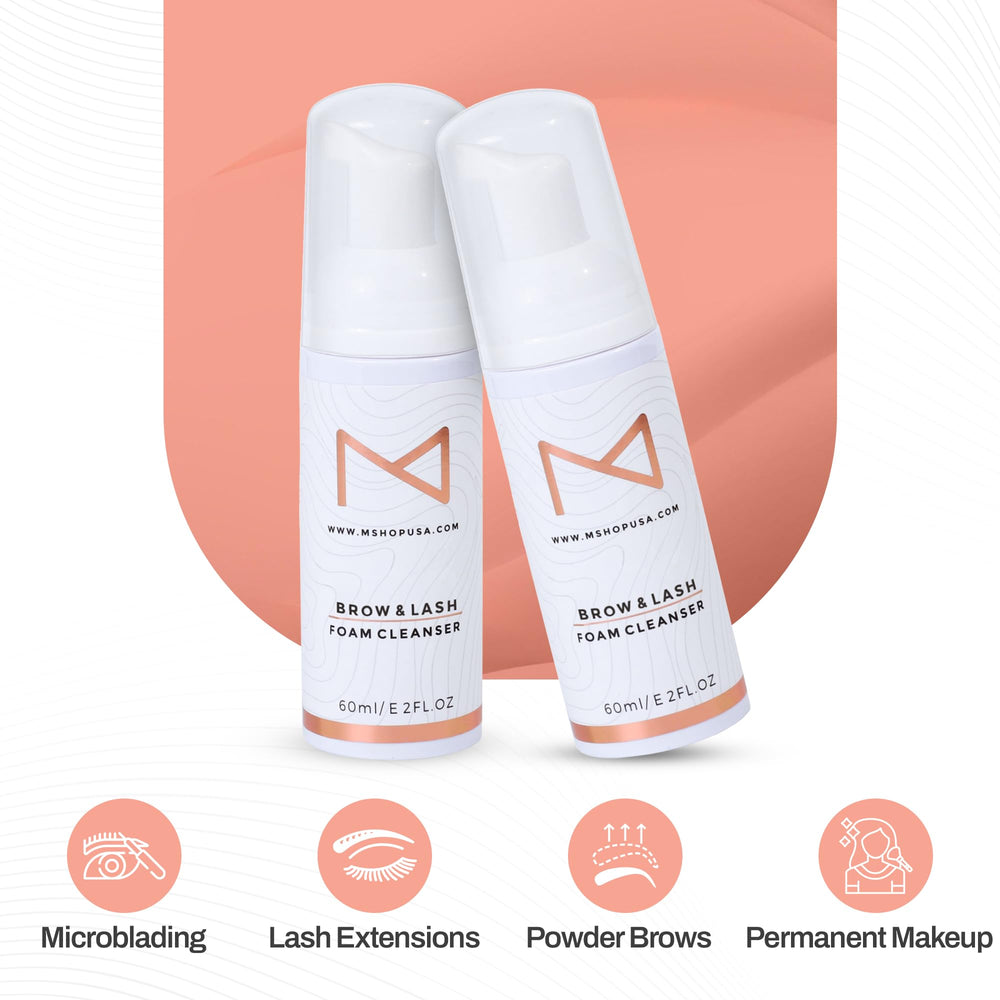 Mousse nettoyante PMU pour tatouages et PMU – usage polyvalent.