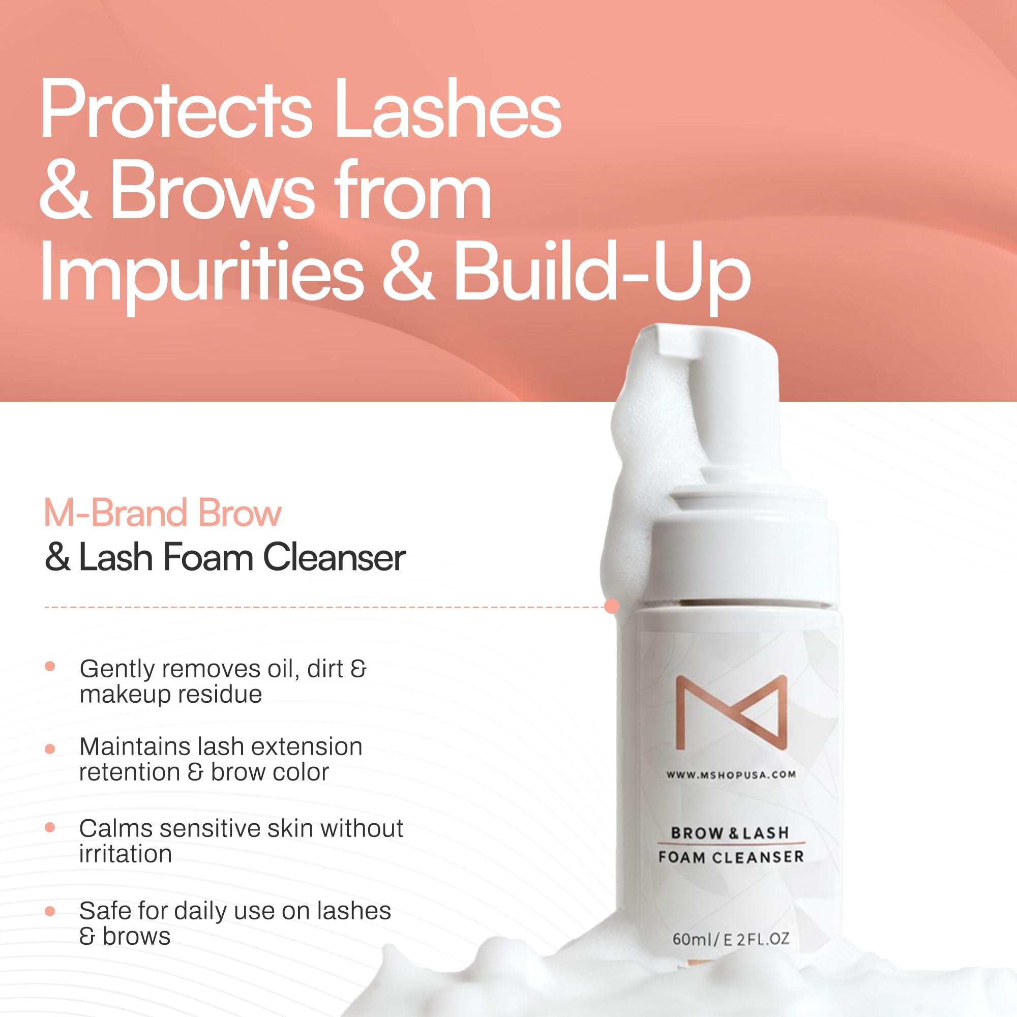 Mousse nettoyante PMU universel – nettoie extensions et PMU en douceur.