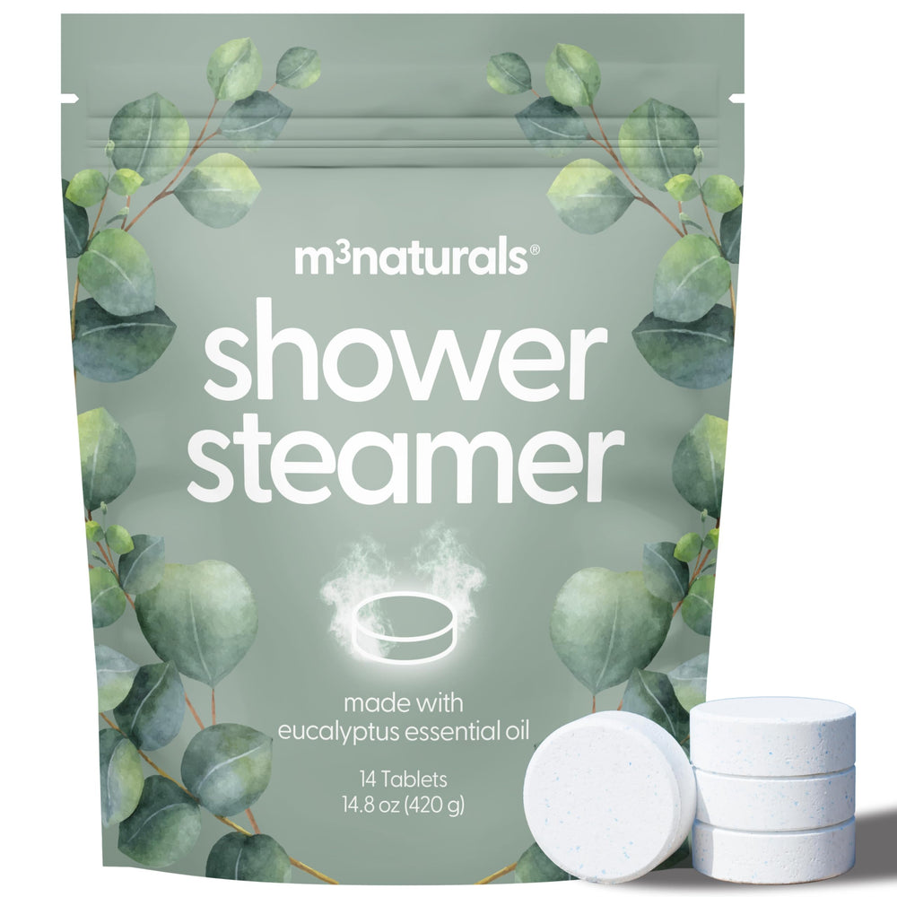 M3 Naturals Bombe Douche Eucalyptus – Senteur relaxante pour spa à domicile.