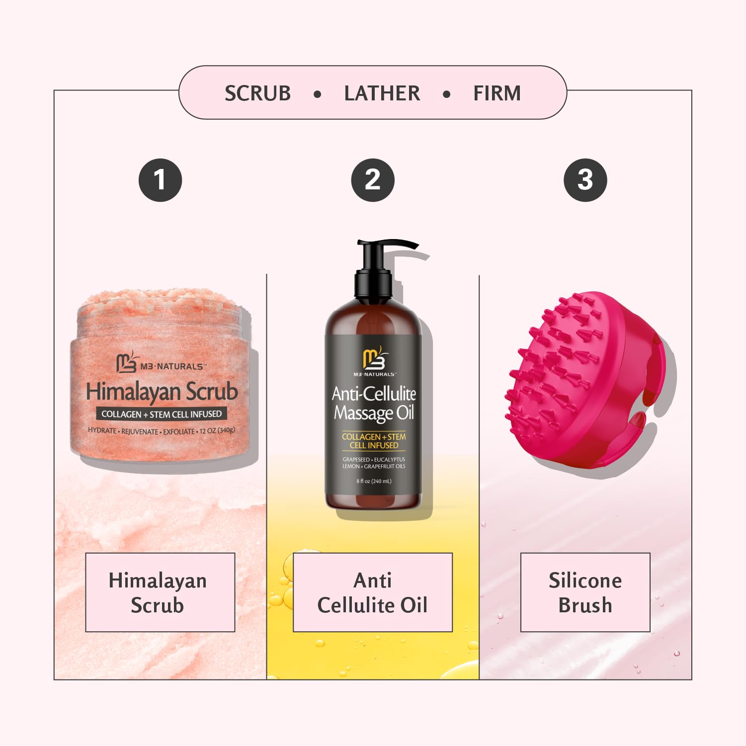 Brosse corps silicone M3 Naturals : prise en main confortable pour un massage précis