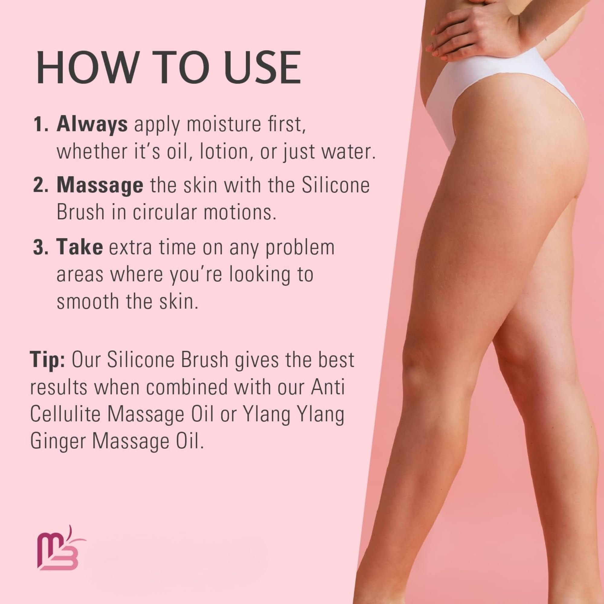 Brosse pour corps M3 Naturals : massage ciblé cuisses et bras