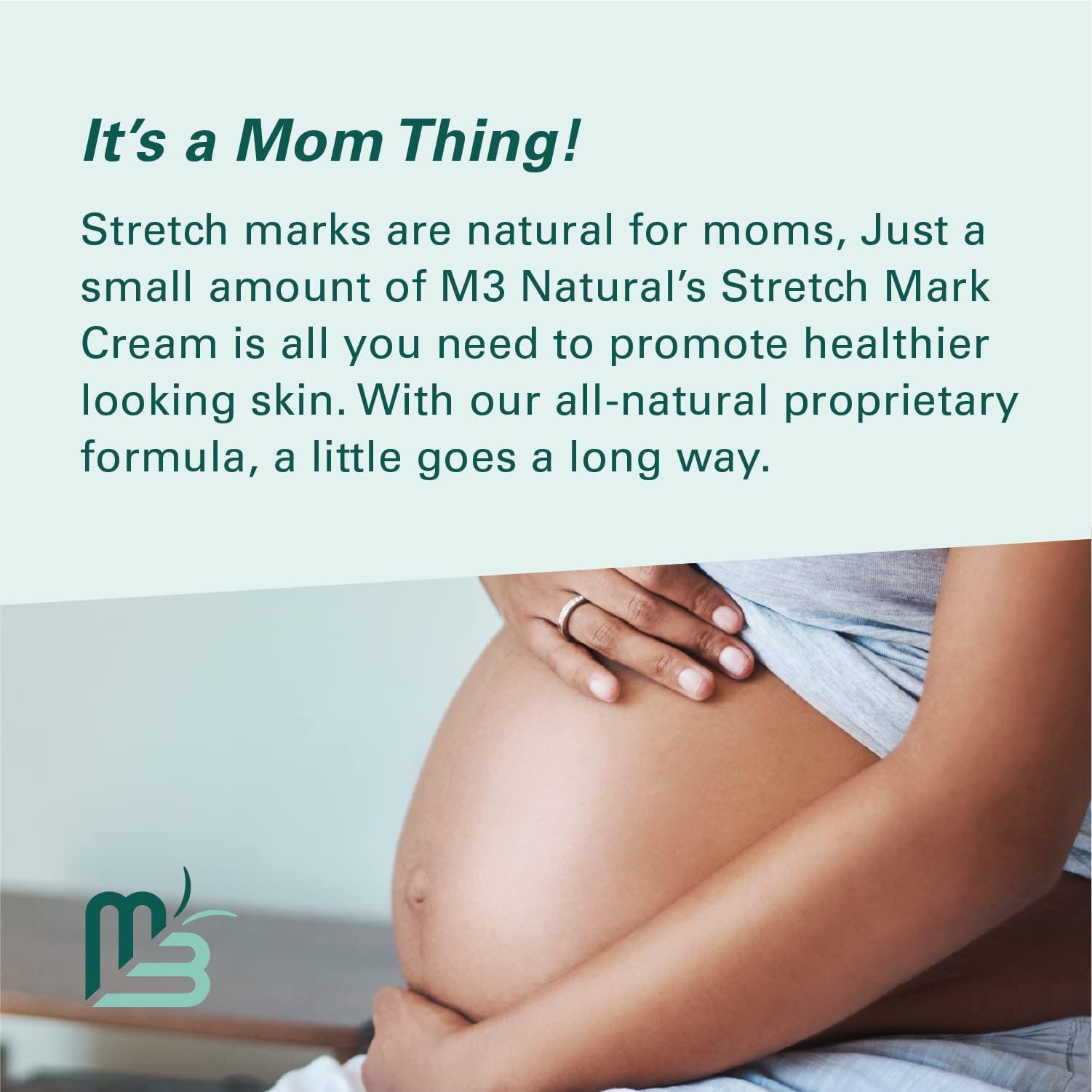 Massage ventre et cuisses avec M3 Naturals pour une peau lisse.