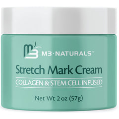 Crème M3 Naturals pour taches et vergetures, bouteille pratique prête à l'emploi.