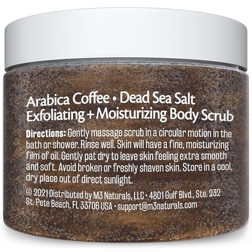 M3 Naturals gommage café arabica pour le visage, peau plus lisse et lumineuse.