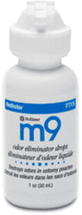 Gouttes M9 éliminant des odeurs, flacon 1 oz, pratique et portable.