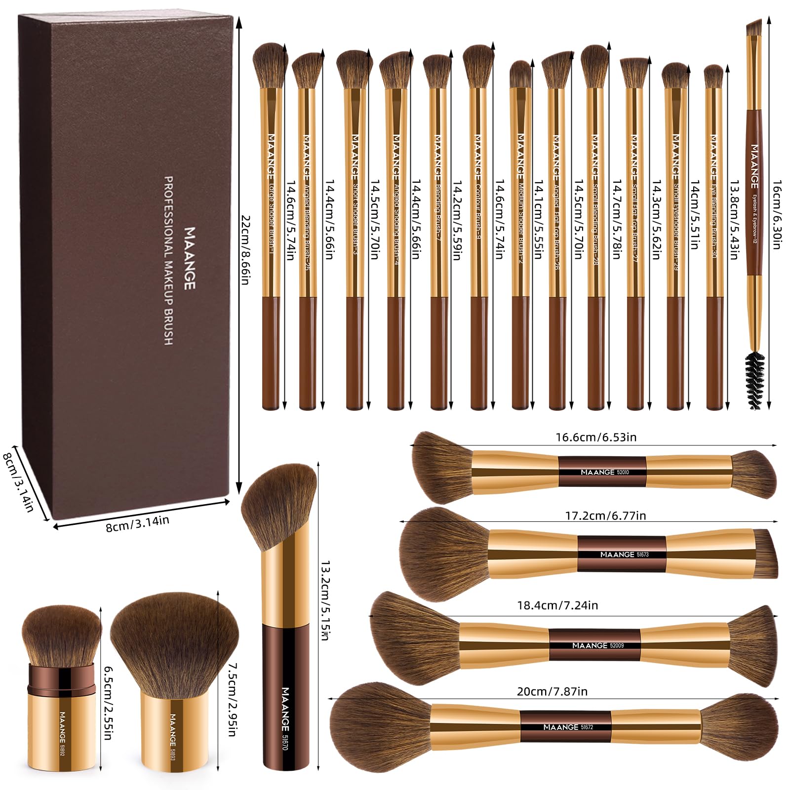 Coffret cadeau MAANGE pinceaux maquillage, cadeau élégant pour passionnés de beauté