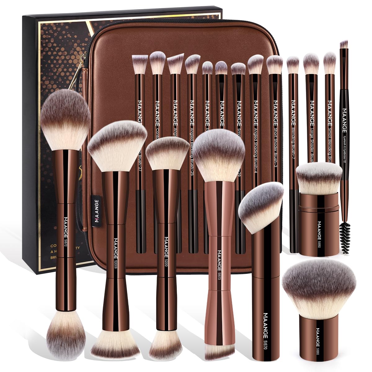 ENSEMBLE MAANGE pinceaux maquillage et trousse, prêt pour un rendu naturel au quotidien.
