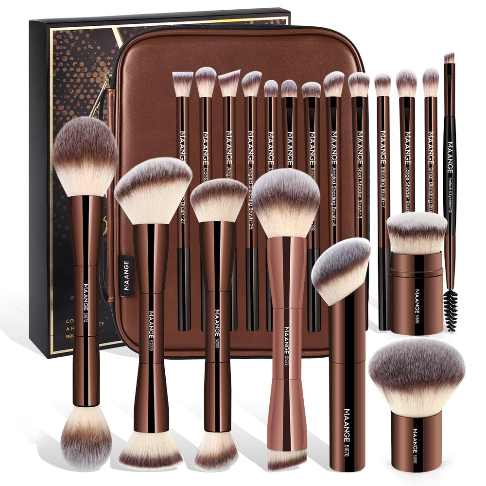 ENSEMBLE MAANGE pinceaux maquillage et trousse, prêt pour un rendu naturel au quotidien.