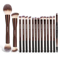 MAANGE ensemble pinceaux maquillage coffee avec double embout pour visage et yeux