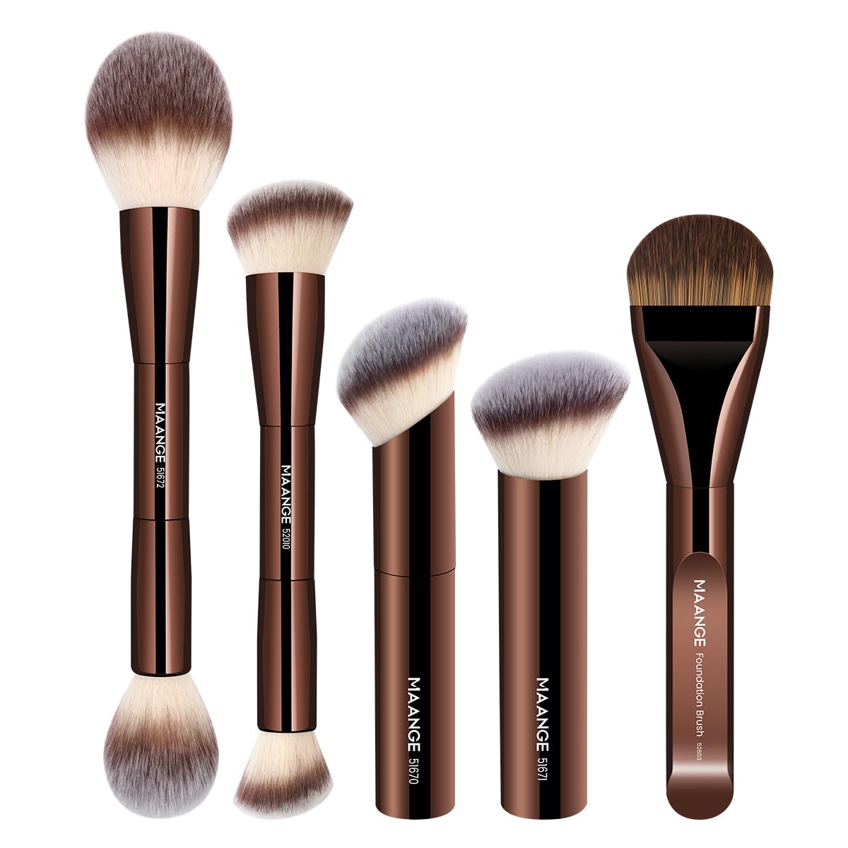 MAANGE ensemble pinceaux double-face vue générale pour teint homogène et naturel