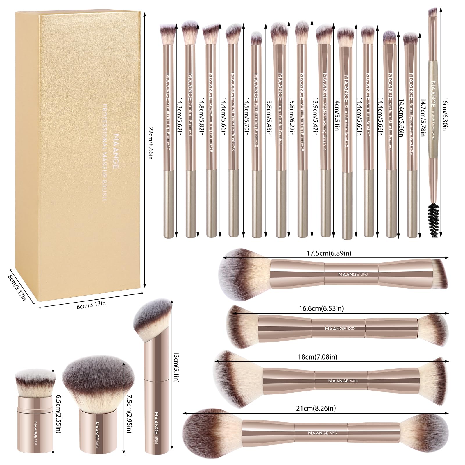 Kit MAANGE pinceaux quotidien avec rangement pratique.