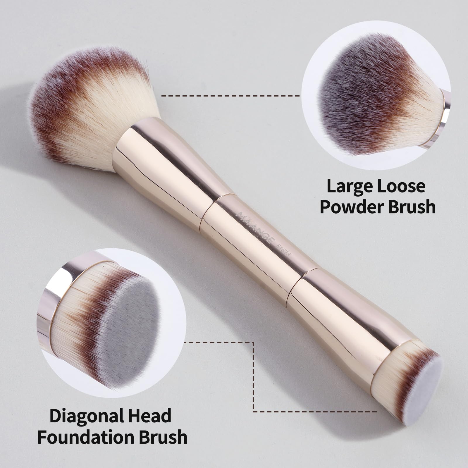 Pinceau blush et poudre MAANGE double-face, couleur uniforme et tenue durable.