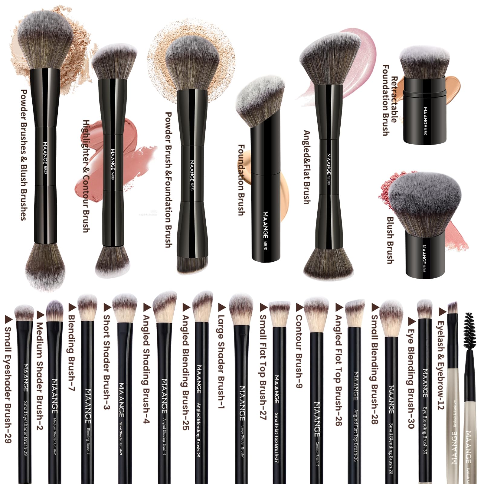 Pinceau poudre et blush MAANGE pour un fini léger et durable.