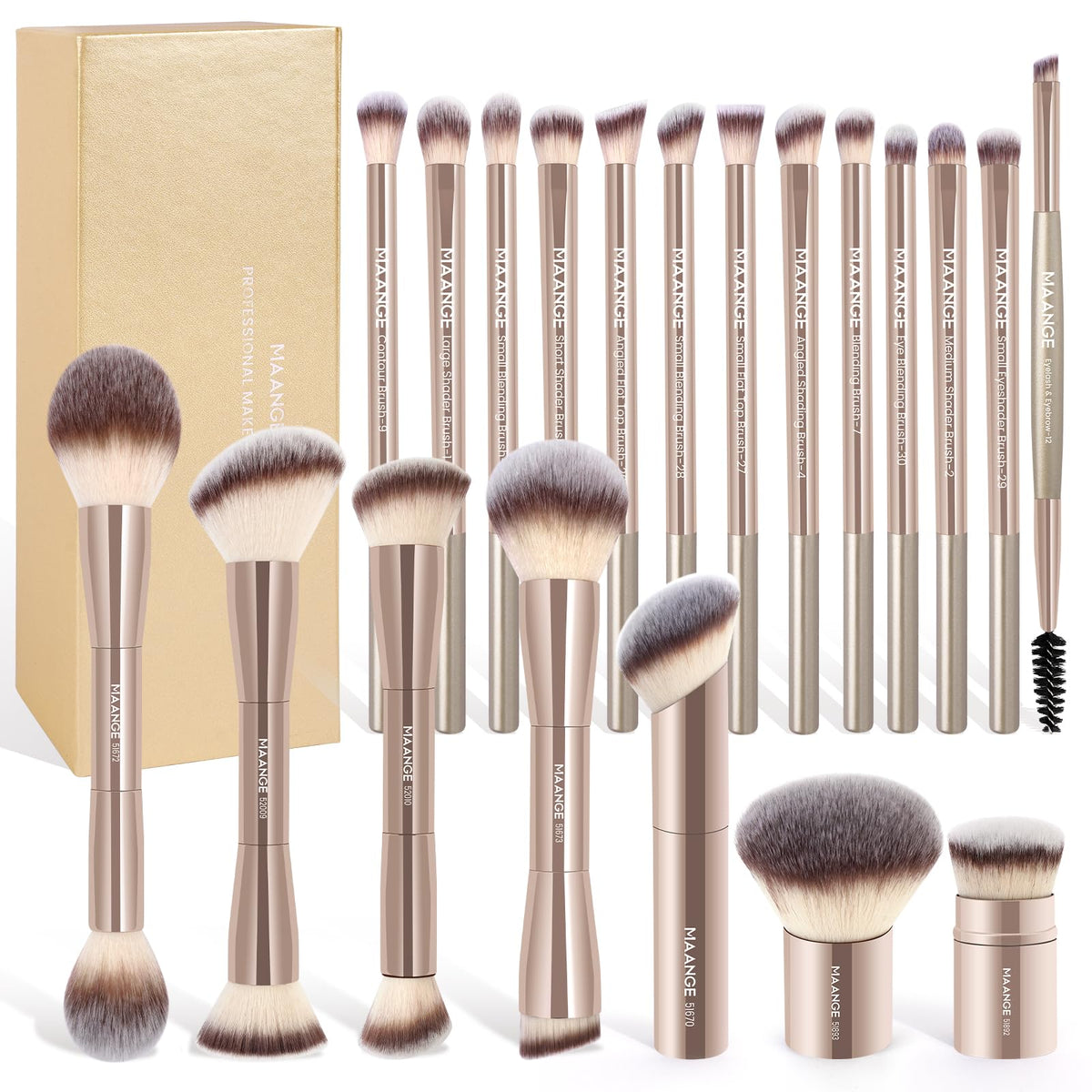 Pinceaux MAANGE 20 pièces dans une boîte cadeau pour un fini professionnel.