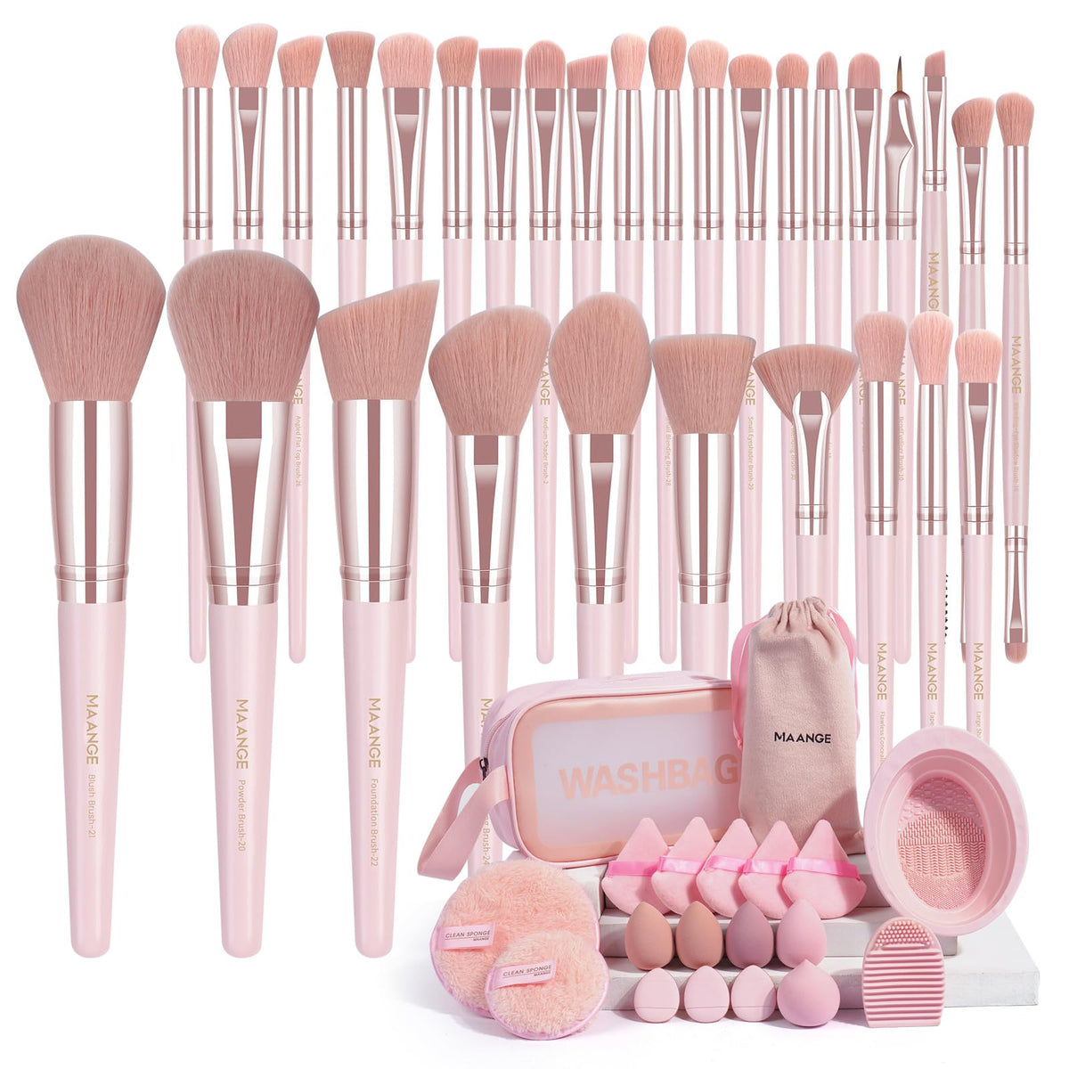 MAANGE ensemble pinceaux maquillage 49 pièces pour une application précise et homogène.