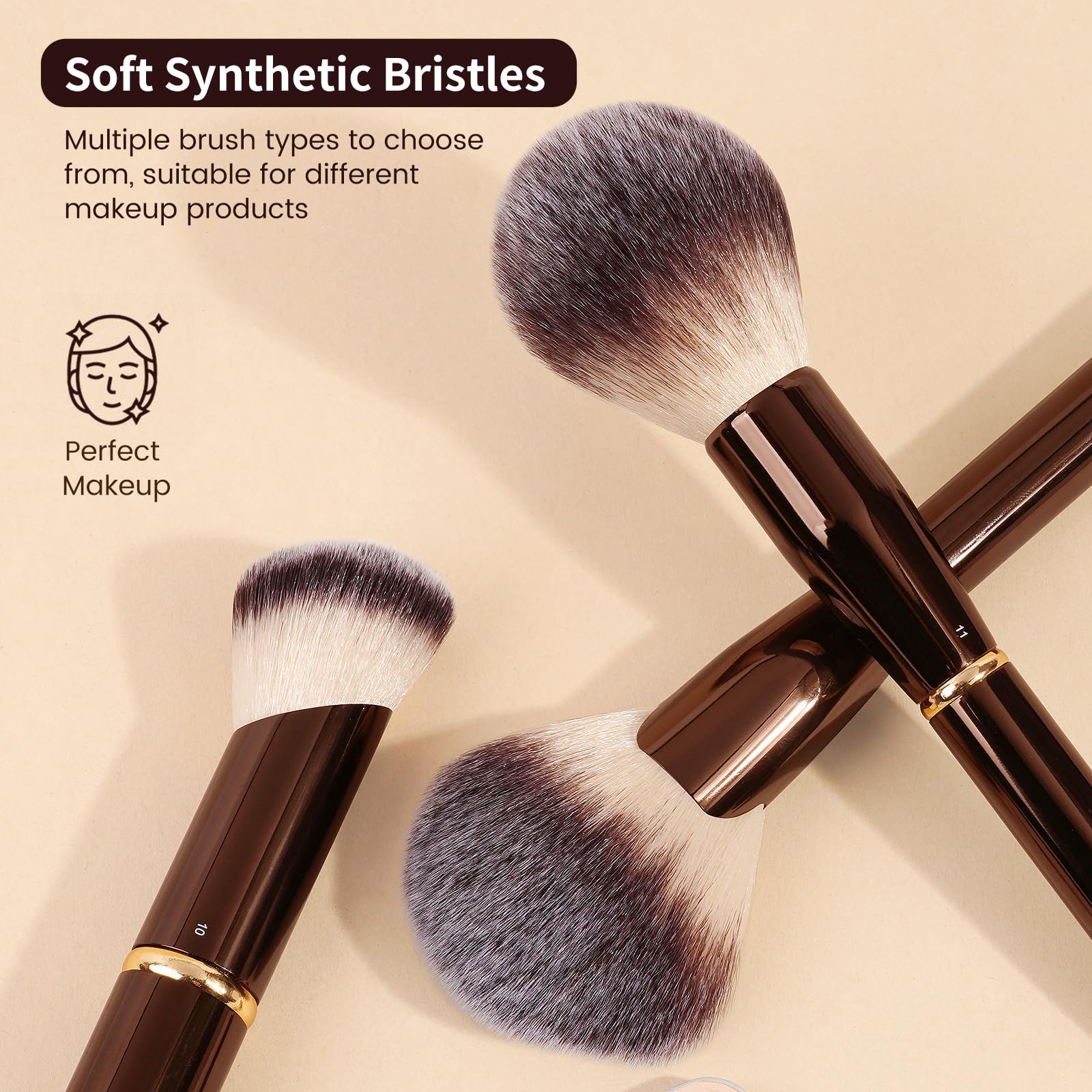 MAANGE pinceaux-maquillage-poils-synthétiques-doux: adaptés à la peau sensible.