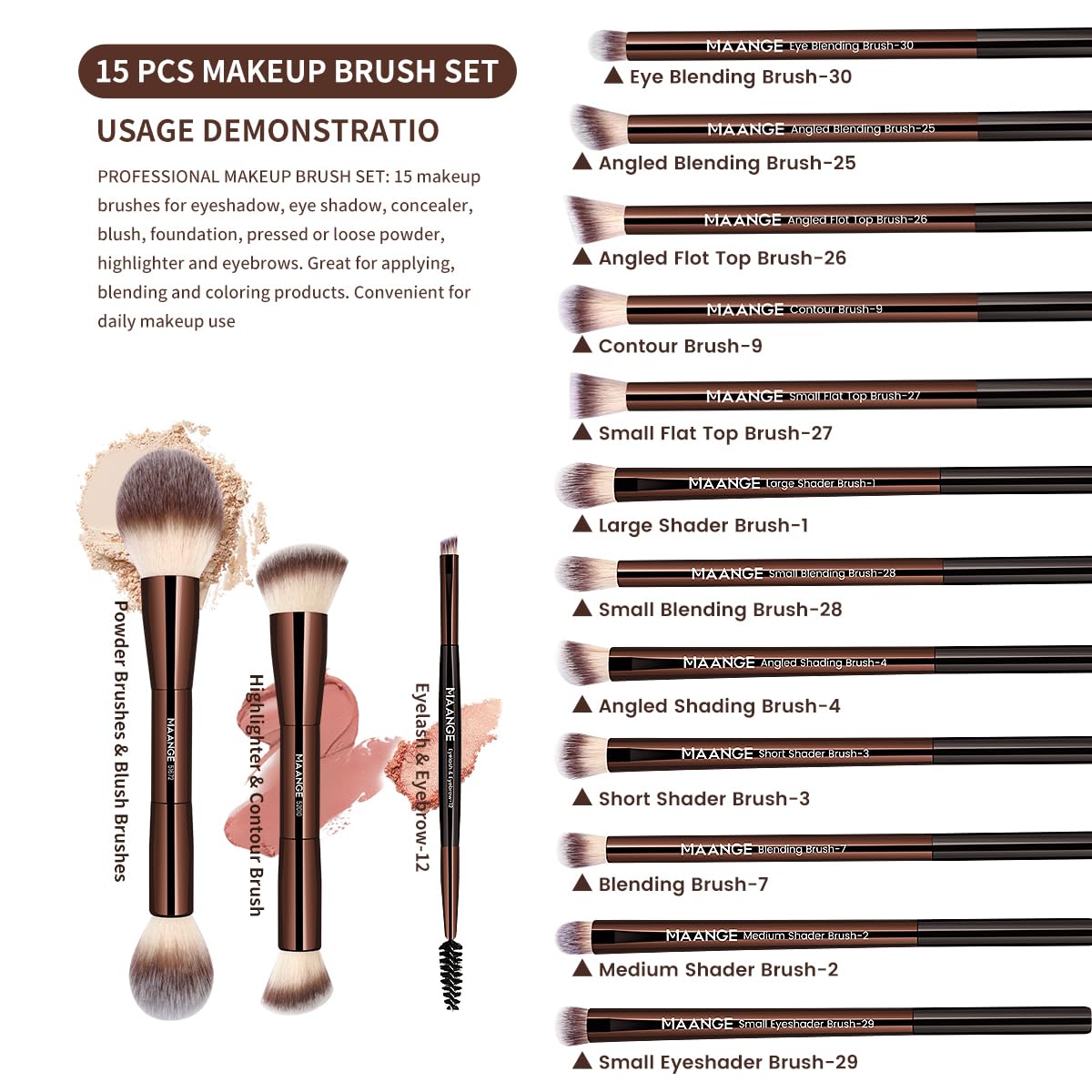 MAANGE pinceaux yeux 12 pièces pour des paupières parfaitement définies