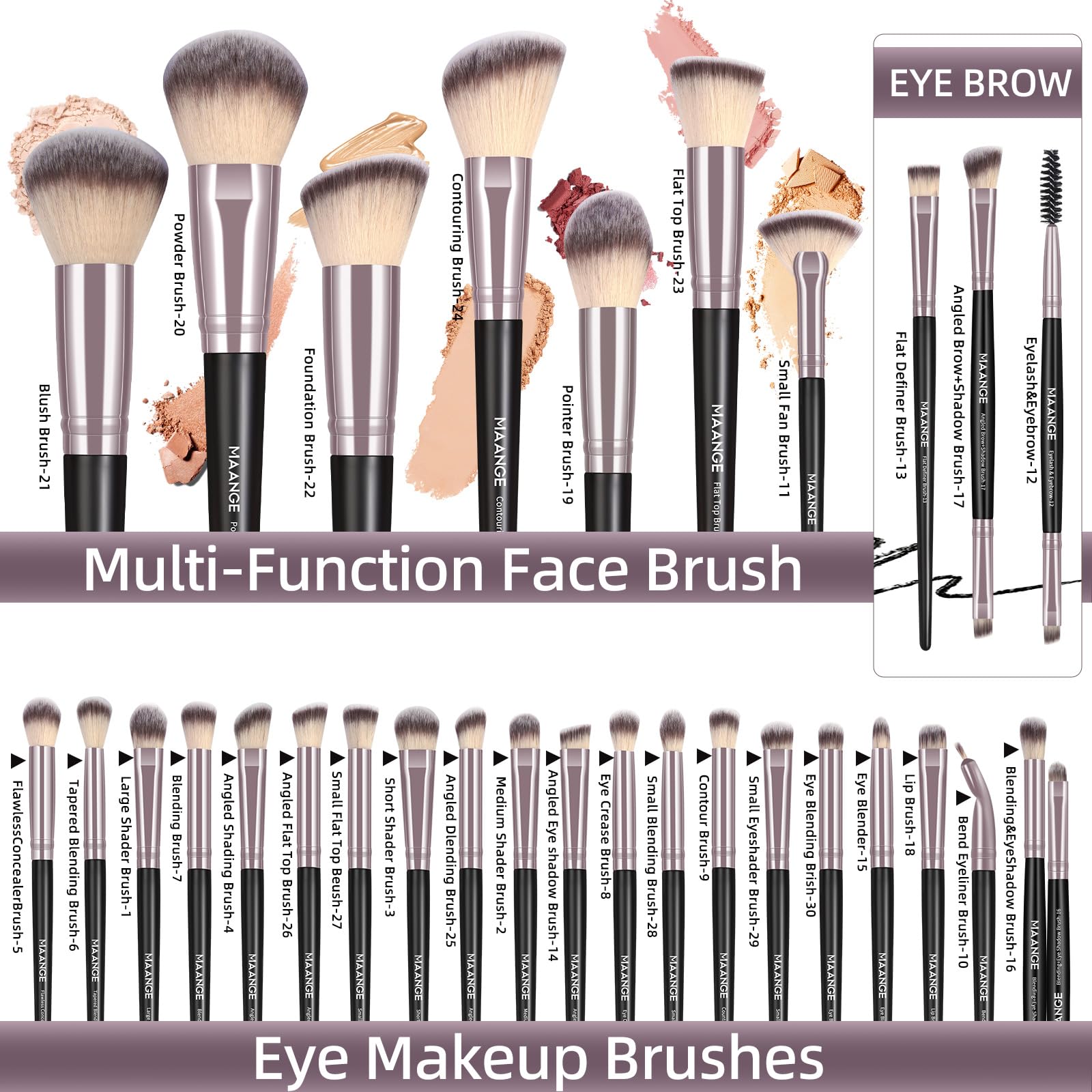 MAANGE pinceaux yeux ombres – contours nets et couleurs éclatantes