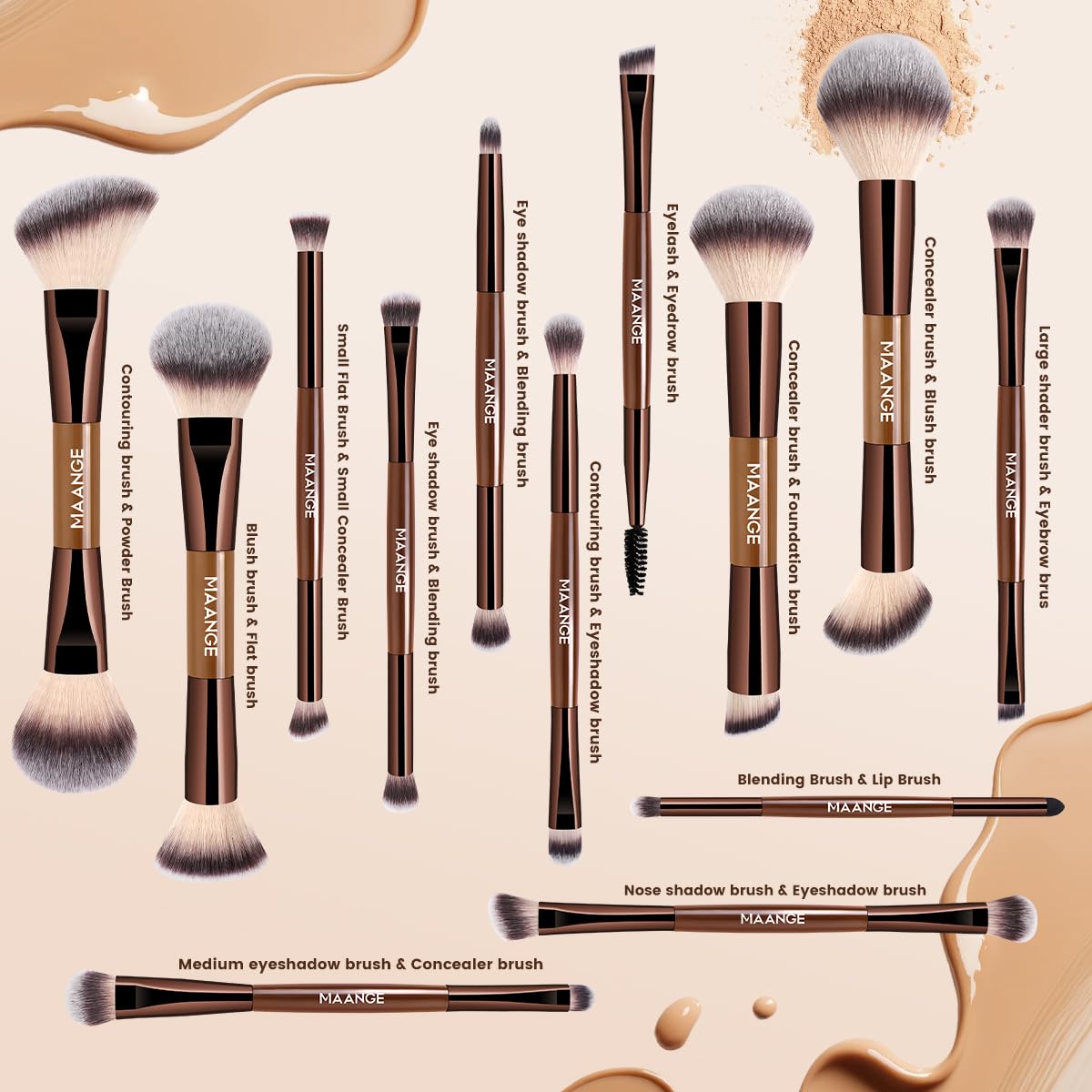 Pinceaux MAANGE yeux précision pour un maquillage net et détaillé.