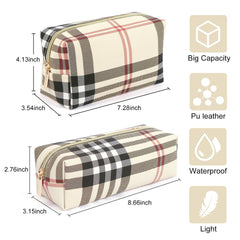 MAANGE pochette brosse maquillage motif écossais kaki, rangement dédié aux pinceaux.