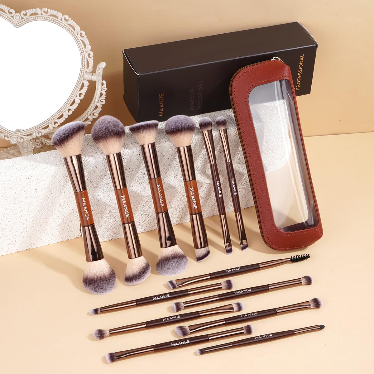 Pochette MAANGE pour pinceaux maquillage portable, protection et organisation en déplacement.