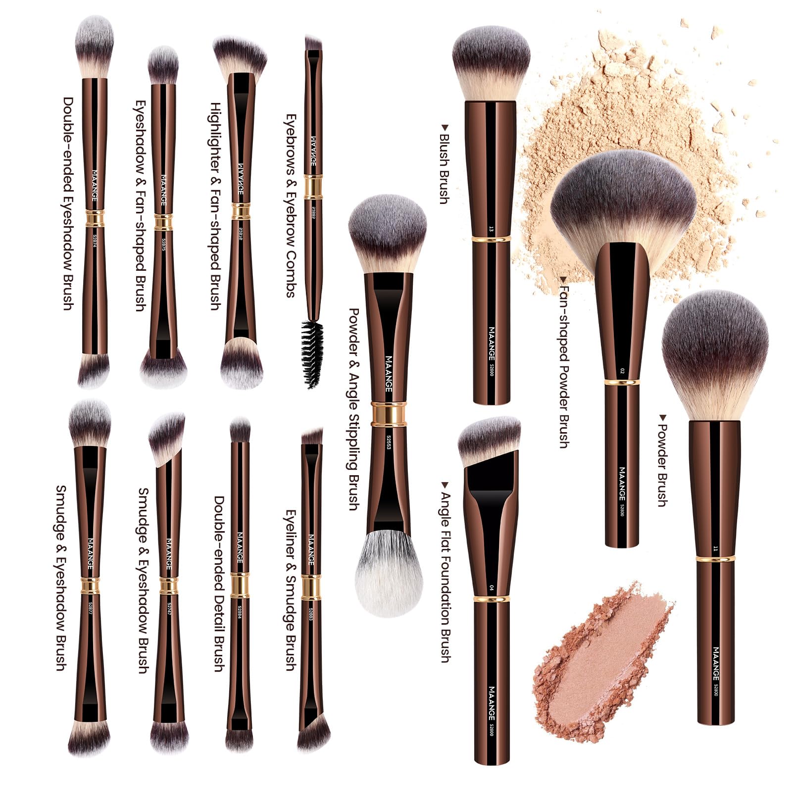 Maange poignée aluminium pinceaux maquillage assure prise en main confortable et précision.