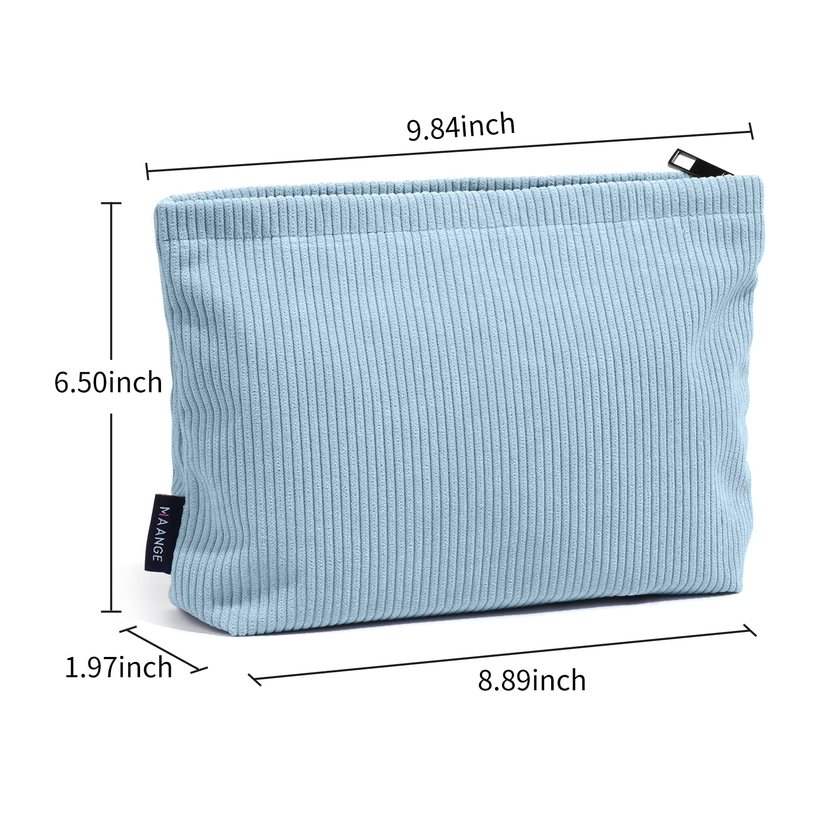 MAANGE trousse bleue en velours, rangement compact pour pinceaux et bases de maquillage.