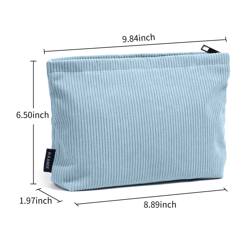 MAANGE trousse bleue en velours, rangement compact pour pinceaux et bases de maquillage.