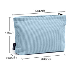 MAANGE trousse bleue en velours, rangement compact pour pinceaux et bases de maquillage.