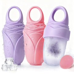 Rouleau glaçon Mabnuby visage rose avec anneau: massage précis.