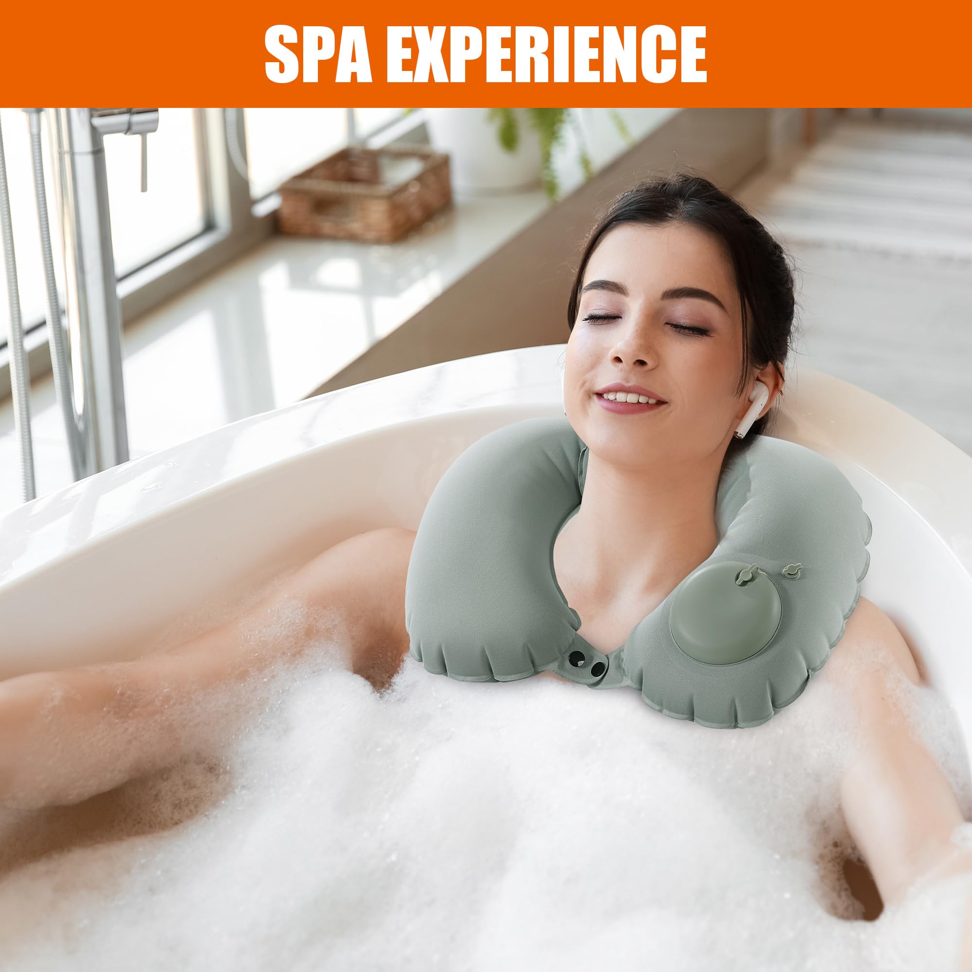 Soutien tête et cou ergonomique Mabozoo pour détente au bain.