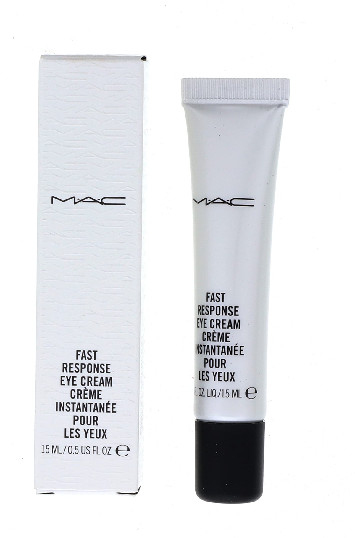 MAC Fast Response Eye Cream autour des yeux, bouteille prête à l'application et hydratation rapide.