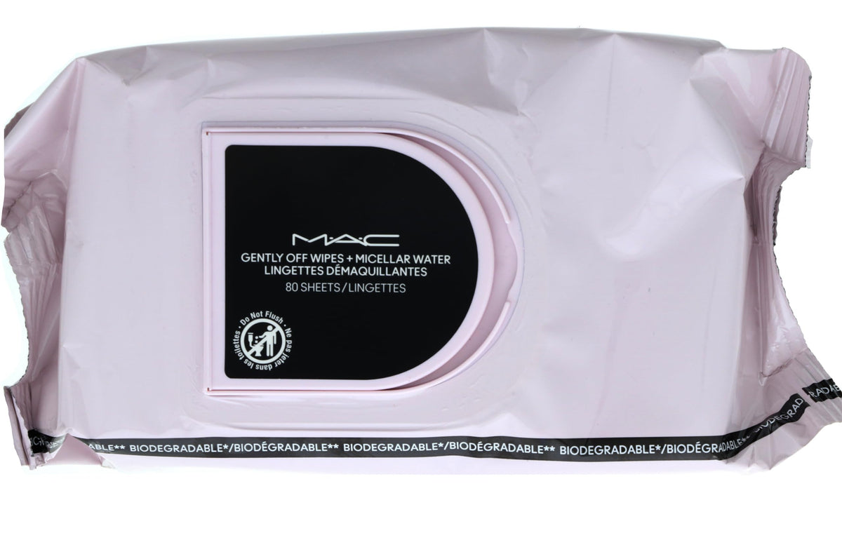 MAC lingettes douces avec eau micellaire pour démaquillage rapide et confort.