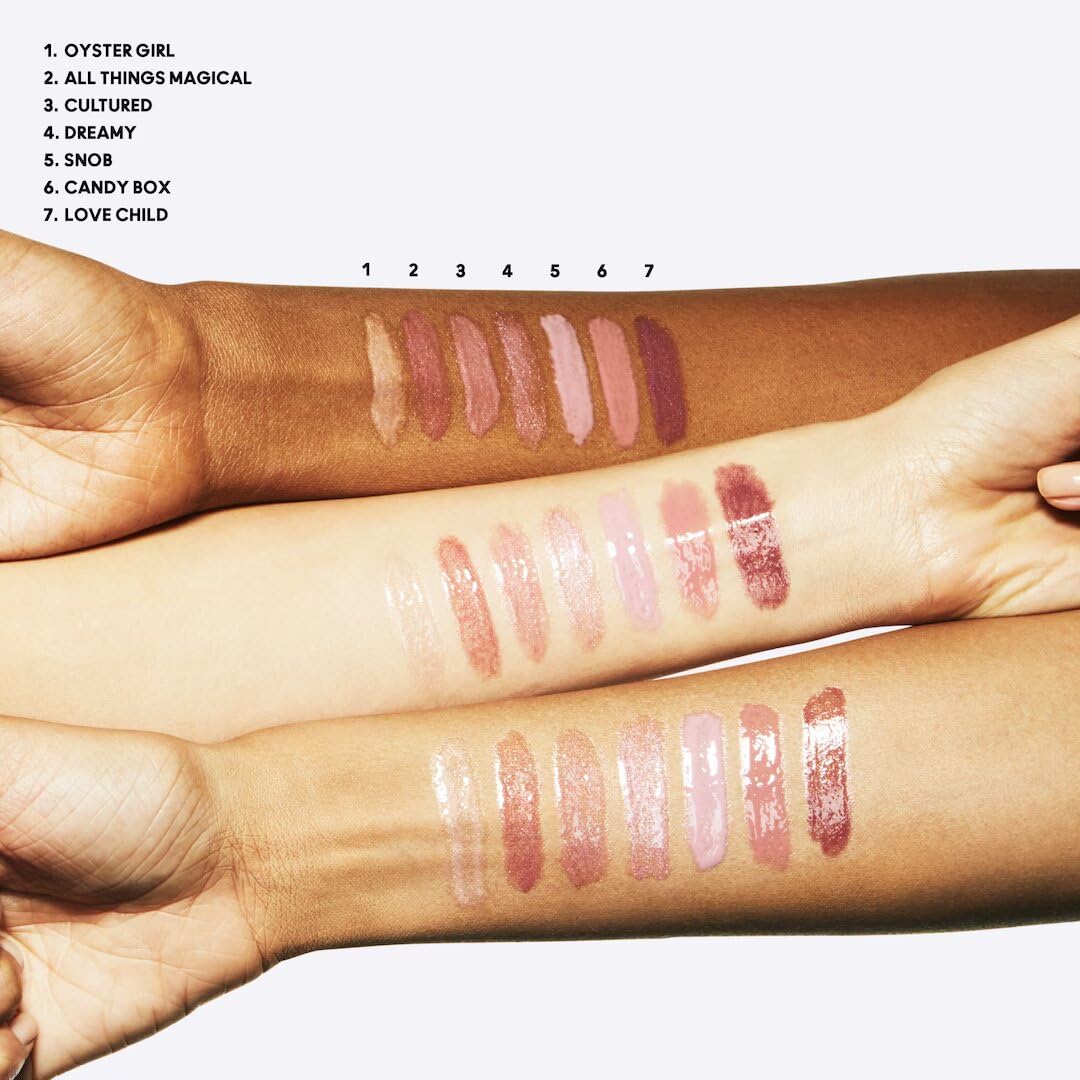 MAC Lip Glass Dreamy peut être porté seul, avec ou sans rouge.