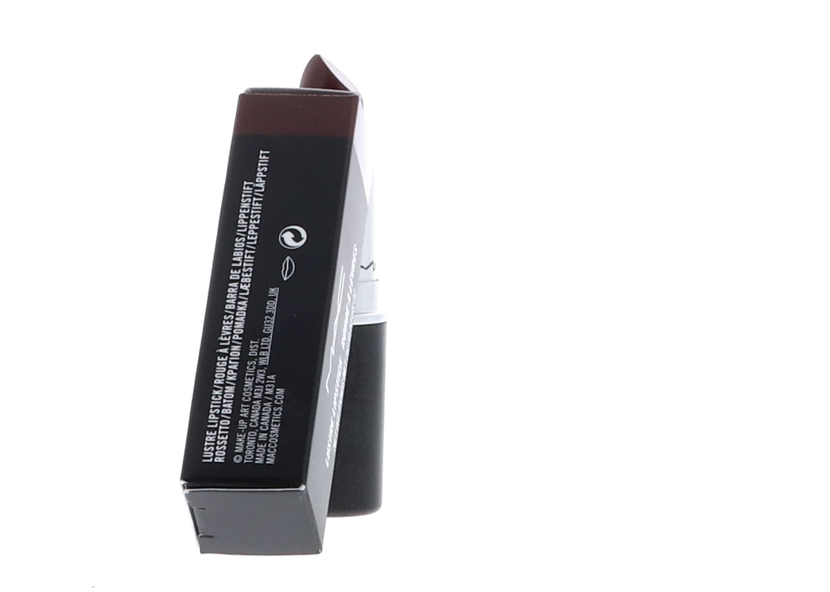 MAC Lustre Spice It Up rendu sur les lèvres avec fini satin.