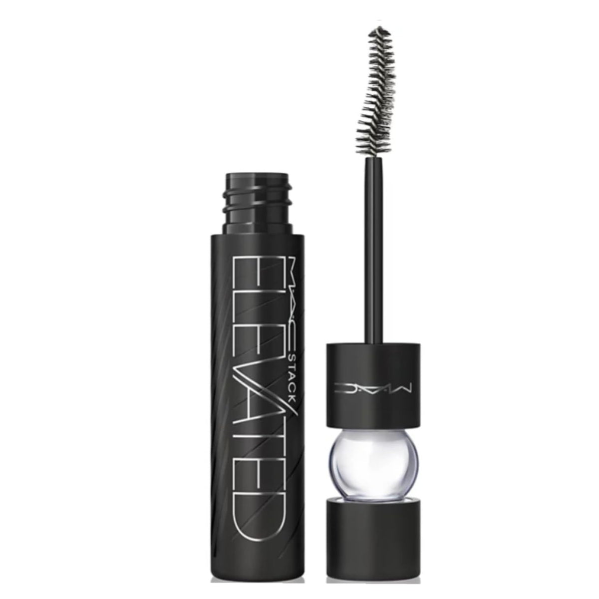 MAC MACStack Elevated Mascara Black Stack close-up showing buildable volume for dramatic lashes