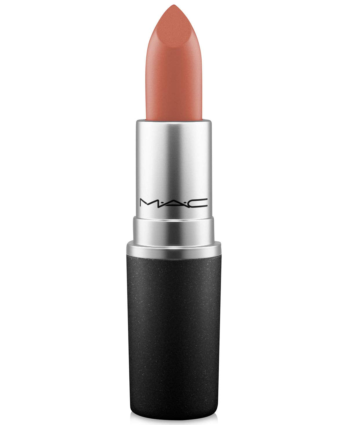 MAC Matte Lipstick Taupe – swatch lèvres montrant une couleur chaude et longue tenue.