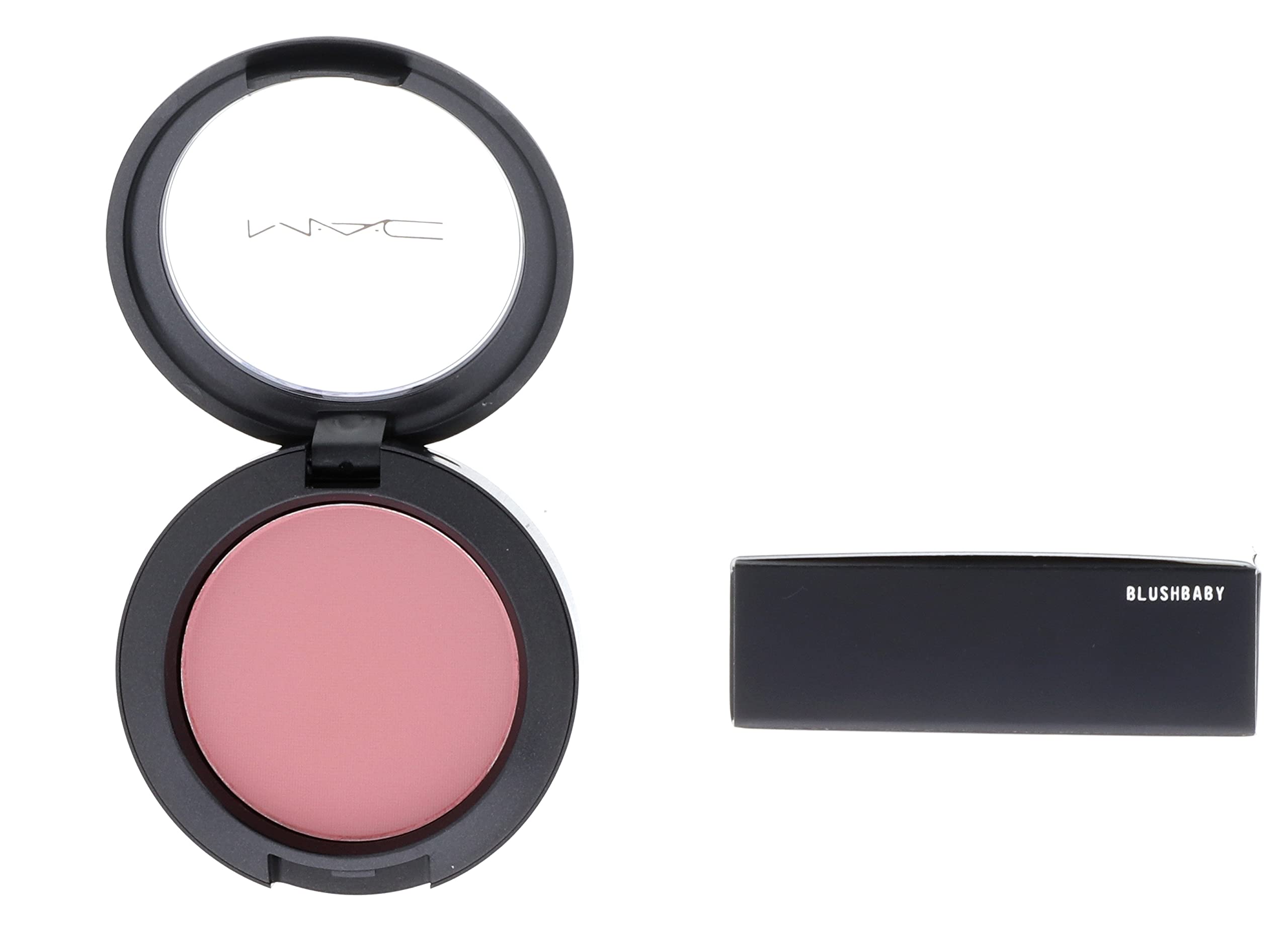 MAC fard à joues Blushbaby dans son boîtier compact pour retouches pratiques.